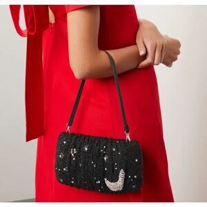 STAUD Starry Night Beaded Bean shoulder bag clutch Moon Bling RARE